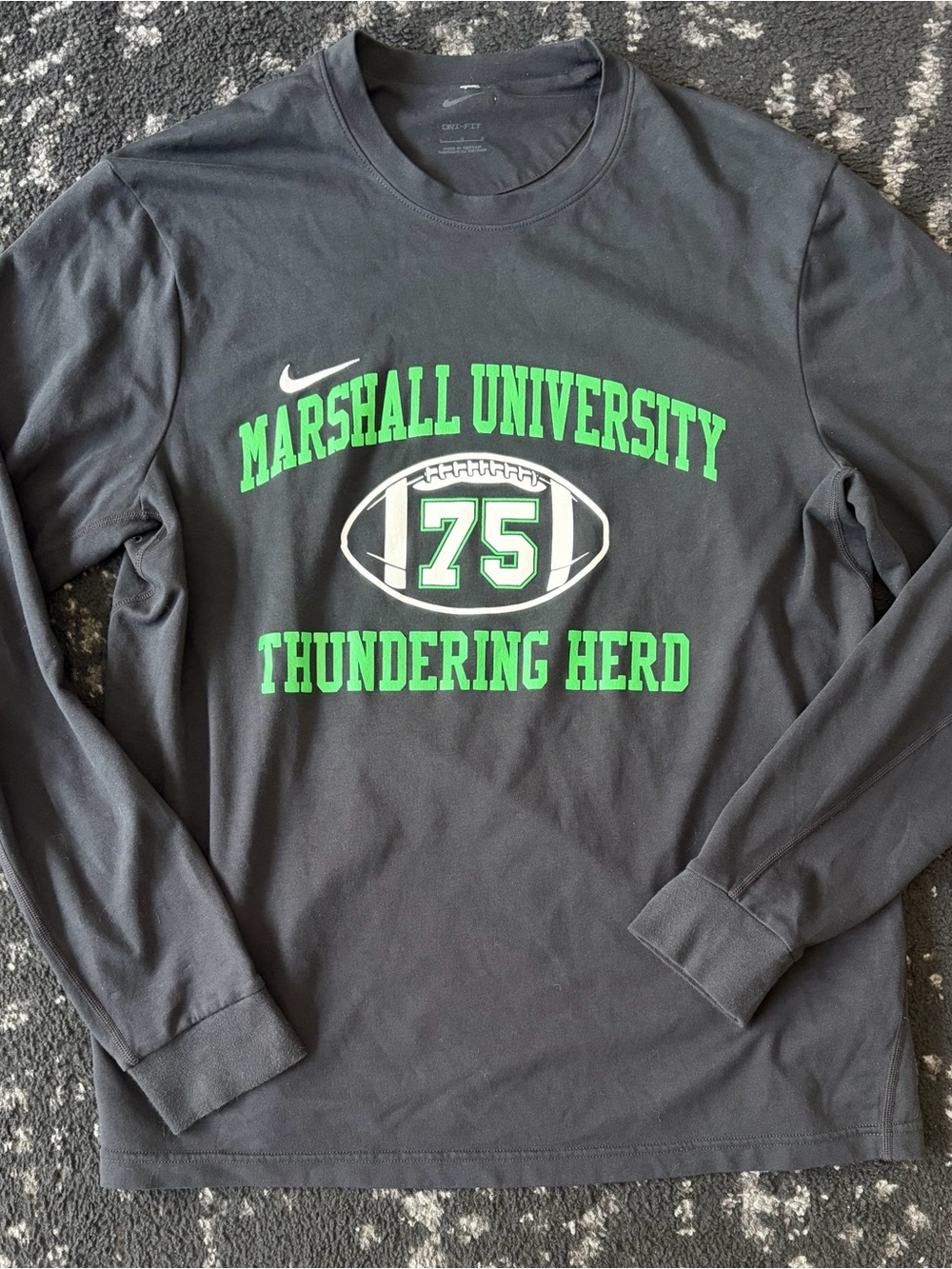 Nike Black Long Sleeve Tee - Marshall Thundering Herd 75 Game